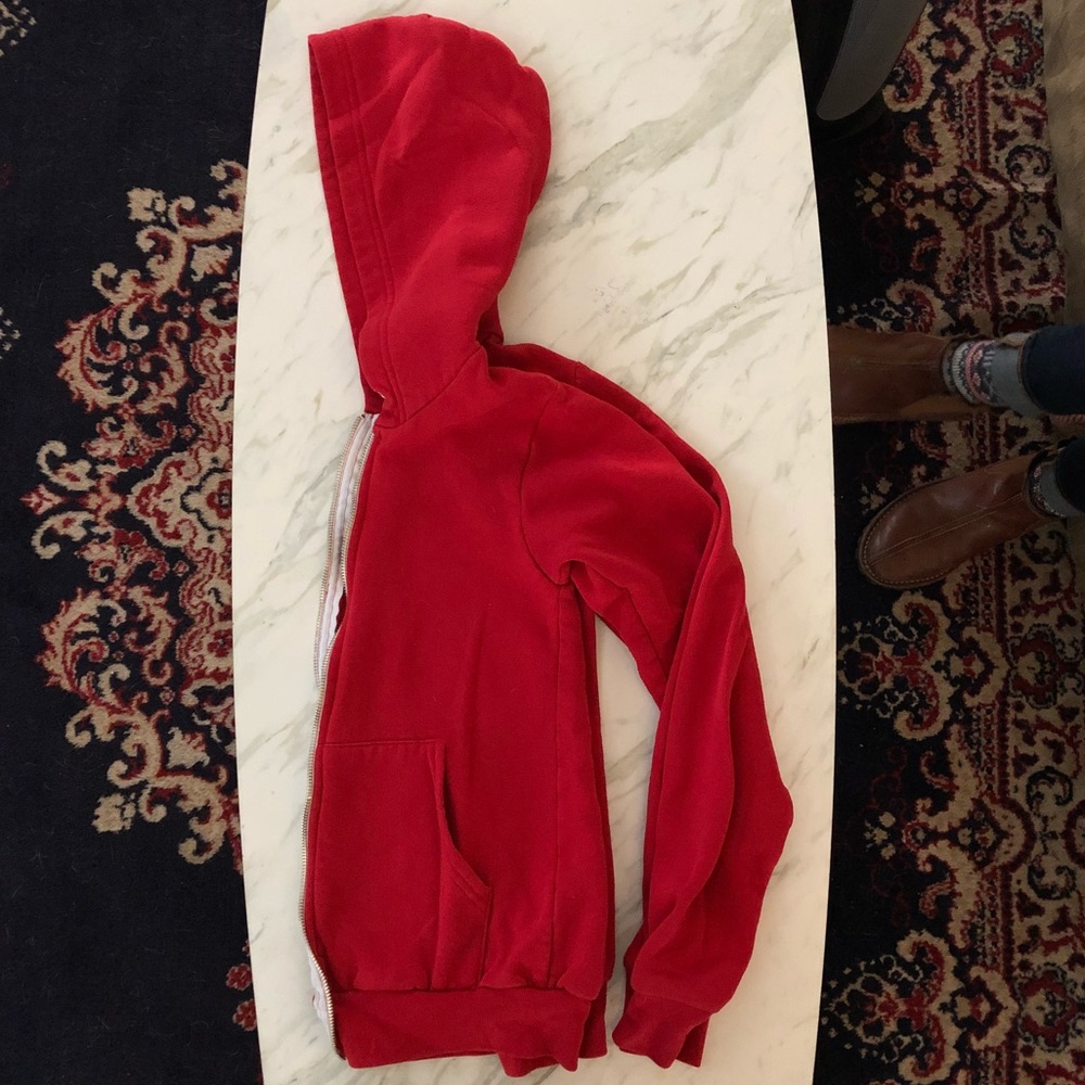 Red American Apparel Zip-Up Hoodie